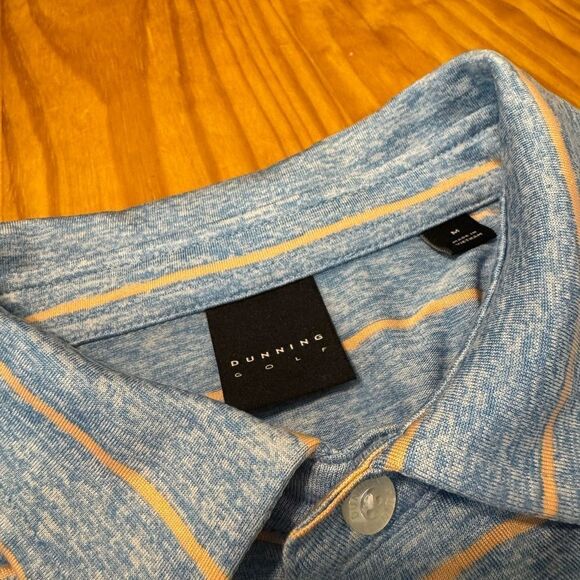 Dunning Golf Shirt Mens MED Blue/Peach Striped Polo Lightweight Short Sleeves - Picture 3 of 8